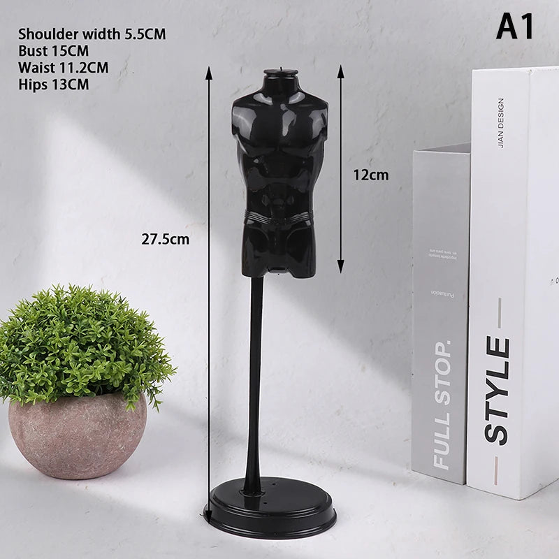 Innovative Scale 1:6 Mini Black White Display Stand Holder Standing Toy Doll Accessories Dress DIY Clothes Mannequin Model