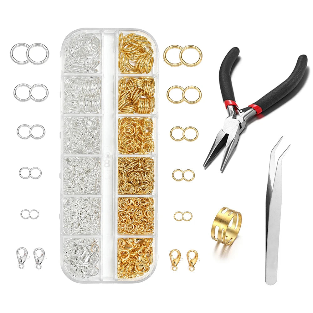 1Box Jewelry Findings Kits Zinc Alloy Open Jump Rings