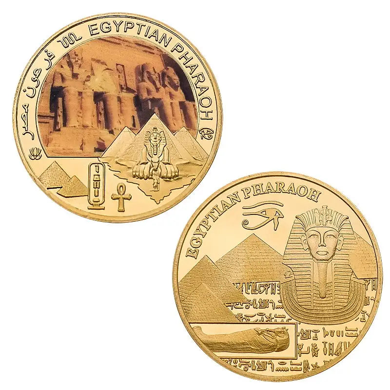 Egyptian Pharaoh Gold Plated Commemorative Coin Egypt Challenge Coin Art Craft Souvenir Business Gift for Collection Home Decor