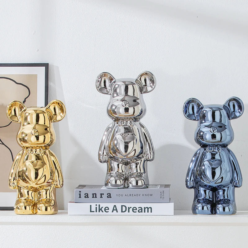 17/27/cm Aesthetic Bear brick Ceramic Staute Teddy Bear decor action figure Sculptures Ornament for room Home Decoration Crafts