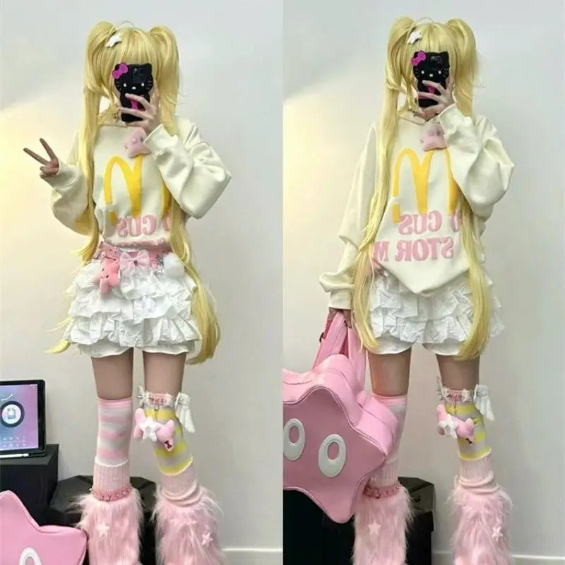 Japanese Pumpkin Puffy Cake Soft Girl Skirts Y2k Sweet Cute Jupe 2000s Abby Niche Slim Subculture Sweet All-match Mini Skirt