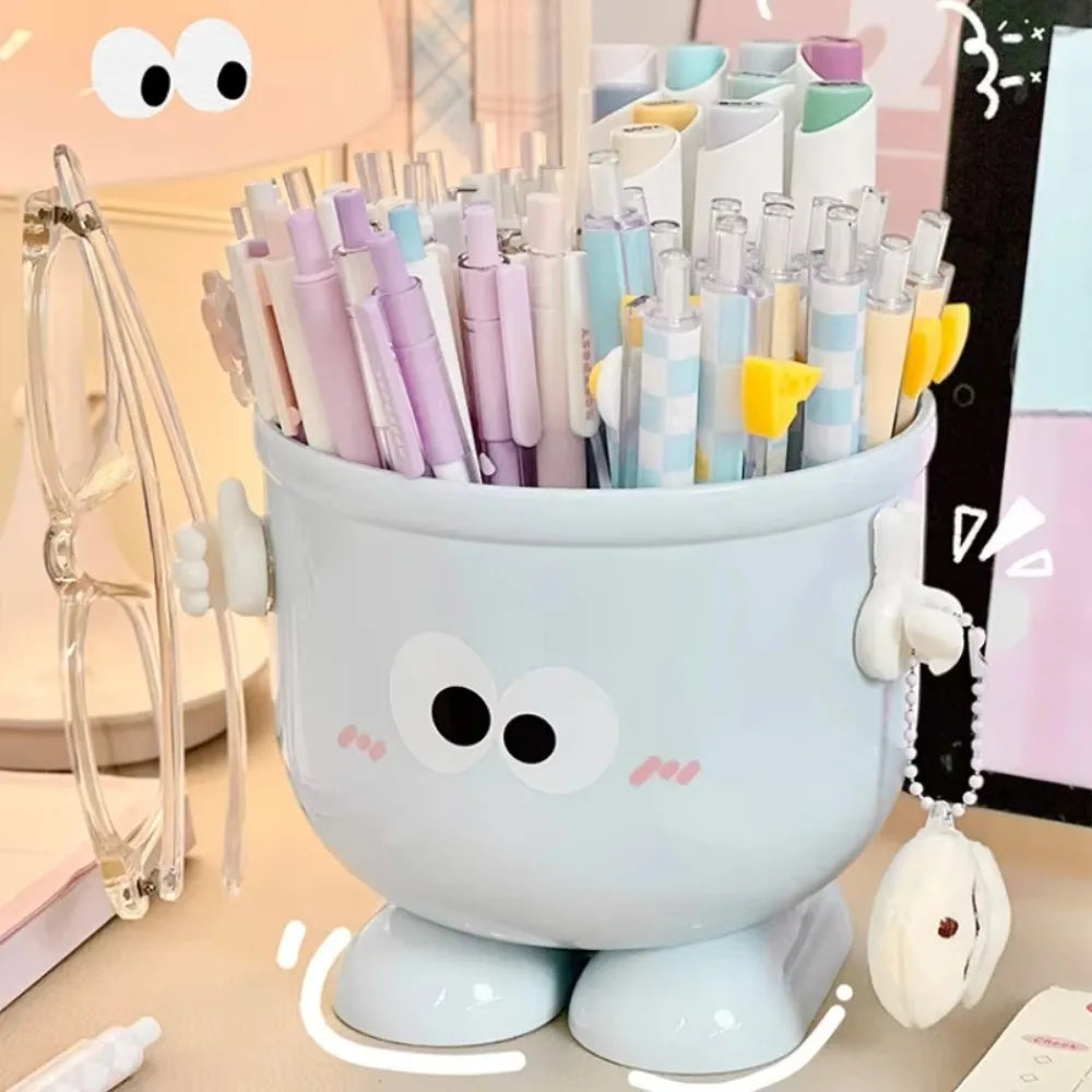 Creative Pen Holder with Hook Table Cute Stationery Storage Box Pen Holder Rack Student Children Girls Desk Organizer