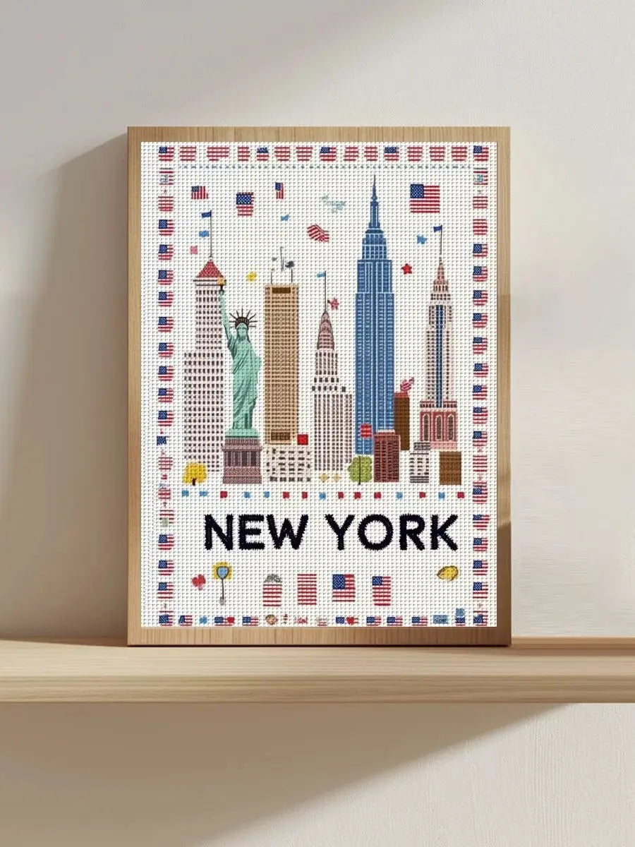 1pc 30X40CM/11.8*15.74inch New York stamped cross stitch kit DIY kit 11CT/14CT DIY Embroidered set DIY Cross-Stitch Set