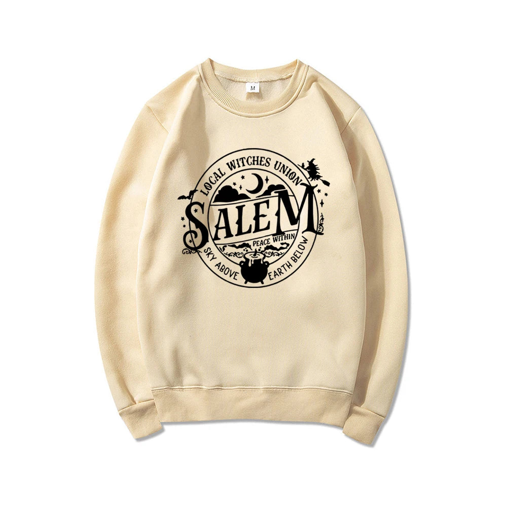 Local Witches Union Salem Sweatshirt Halloween Sweatshirt Women Hoodies Witches Clothes Long Sleeve Pullovers Fall Tops Hoodie
