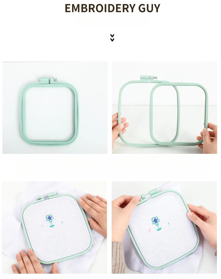 Oval/Square Plastic Embroidery Hoops Frame Color Embroidery Hoop Rings For Household DIY Cross Stitch Sewing Needlecraft Tools