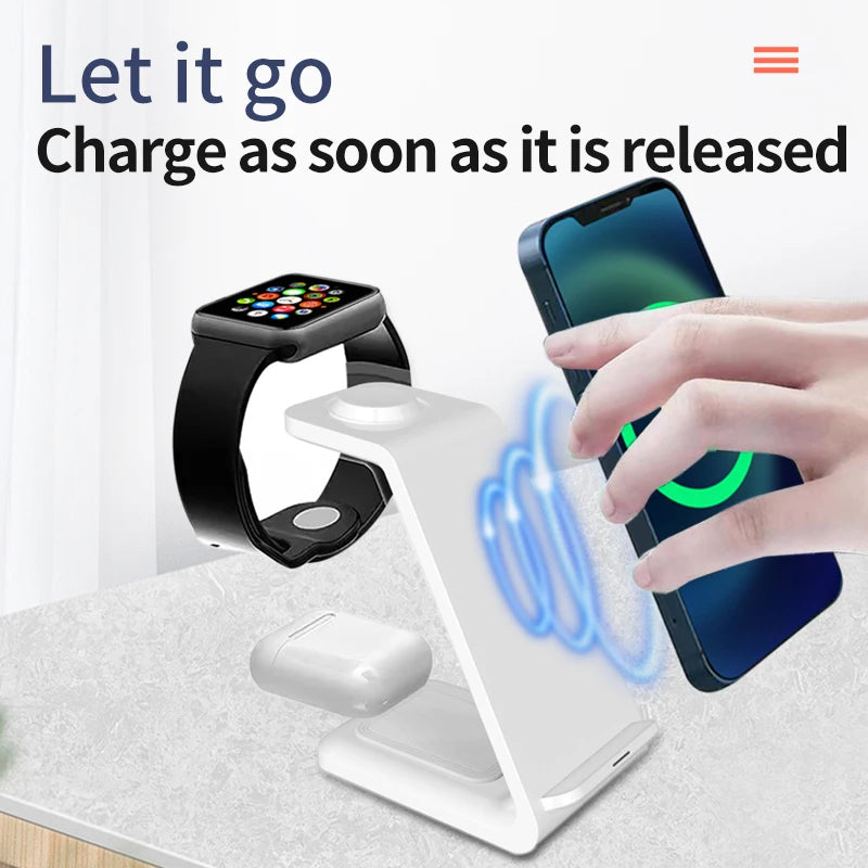 3 in 1 Wireless Charger Stand Fast Charging Dock Station for iPhone 17-12 X XR 8 Apple Watch 6 7 8 iWatch Airpods Pro