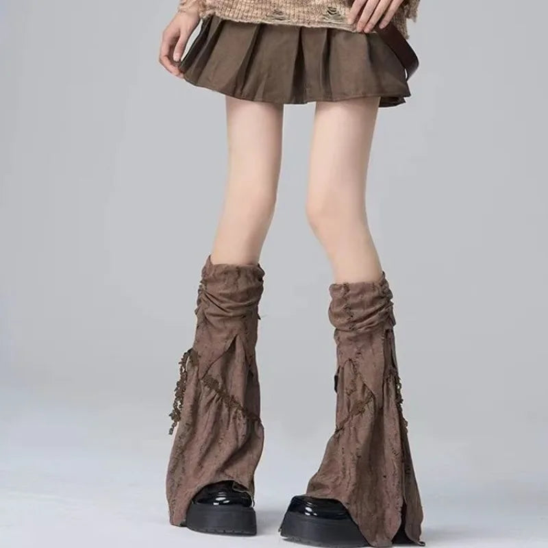 Y2K Leg Warmers Subculture Brown Niche Design Sense Wandering