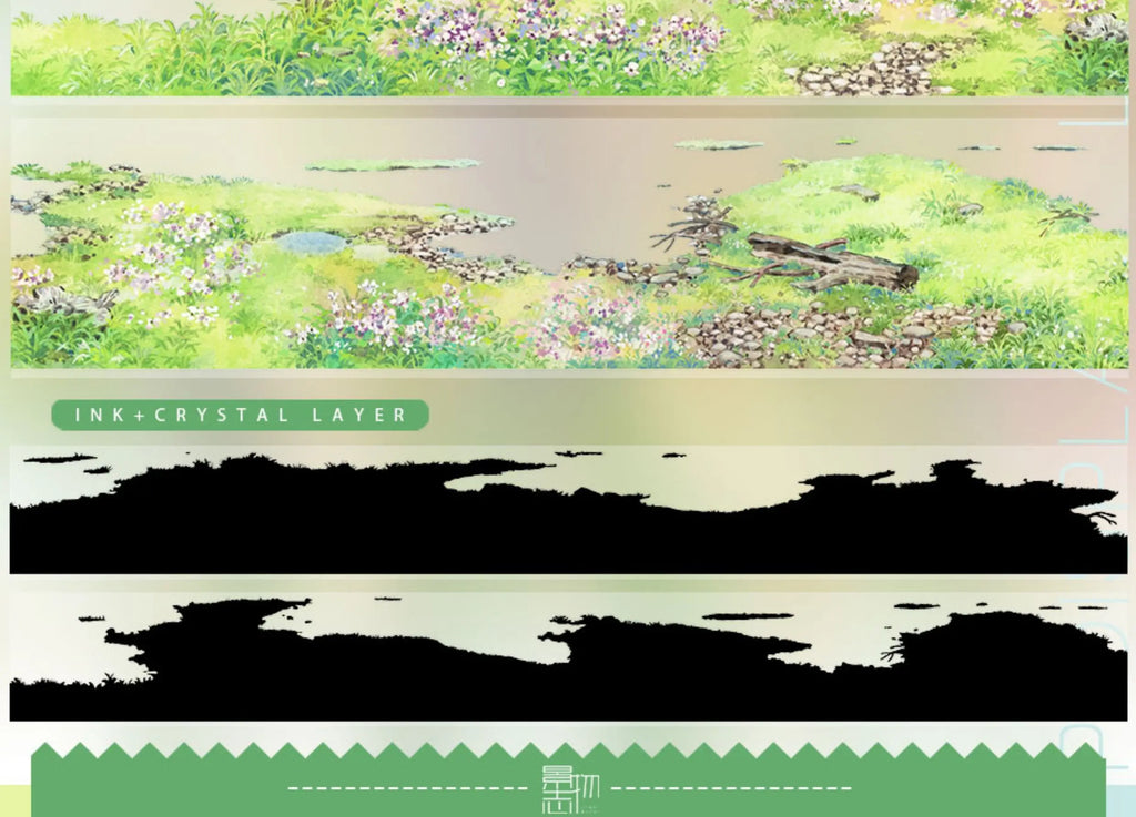 Scenic Waterfall/River,ancient Style Landscaping Washi Pet Tape Roll