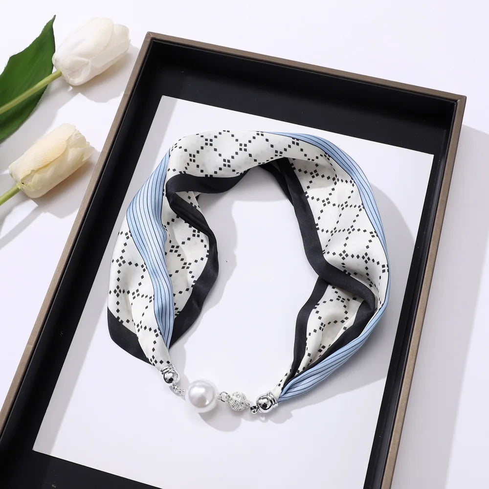 Imitation Silk Scarf Magnetic Buckle Necklace Pendant Wearing Spring and Autumn Cervical Protection for Women