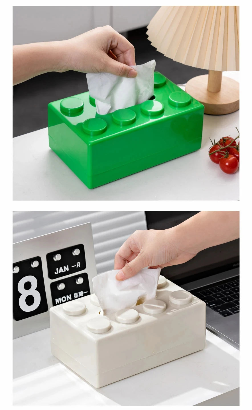 Building Blocks Tissue Box Punch-free Wall-mounted Creative Tissue Box With Spring Home Office Bathroom Waterproof Tissue Box