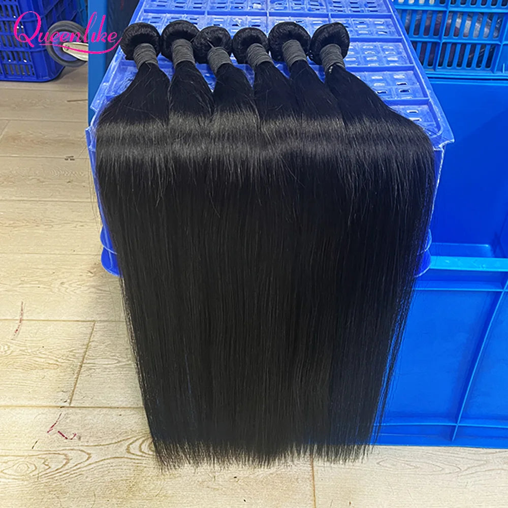 Queenlike 30 Inch Human Hair Bundles Brazilian Raw Hair