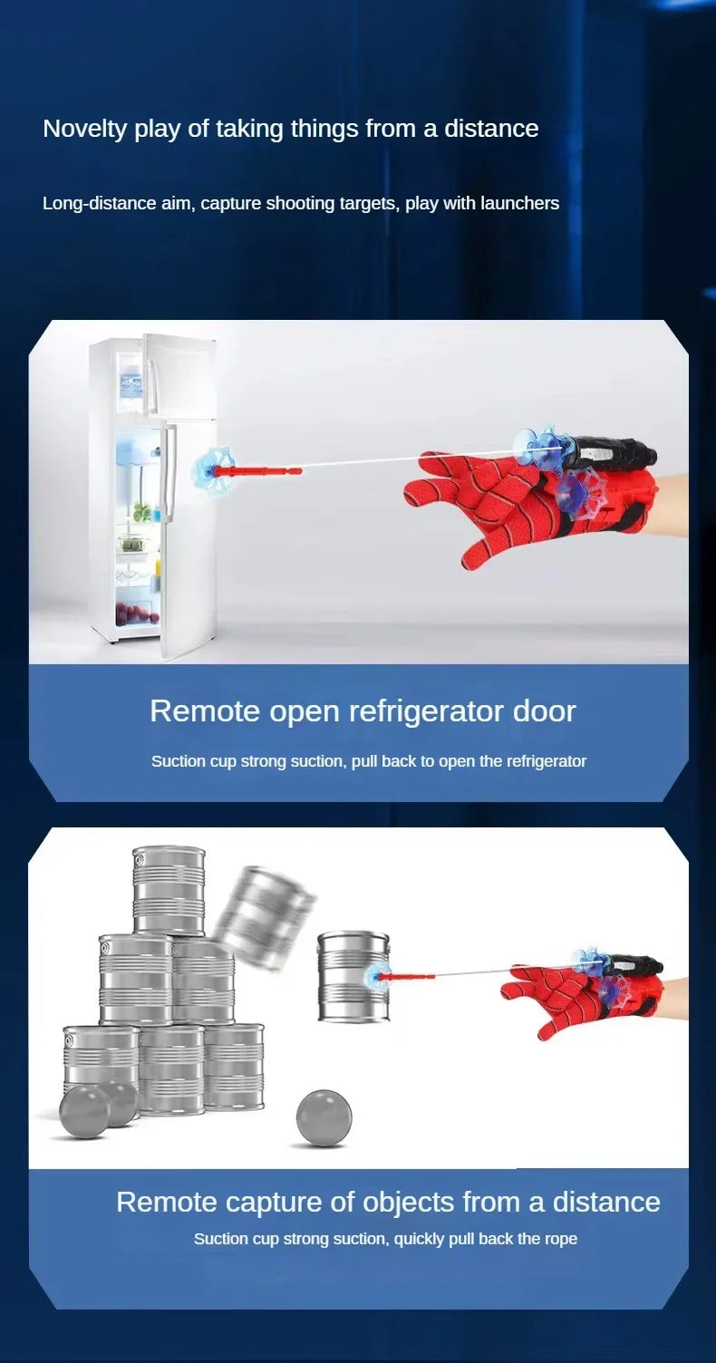 20Sets Spider Launcher Spitting Gloves Sticky Wall Bullet Gun Suction Cup Projectile Toys Children's Wrist Launch Spitting Toys