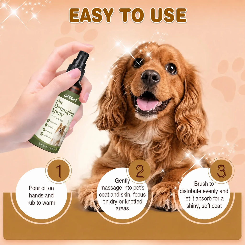 Pet Hair Detangler and Dematting Spray for Dogs Cats
