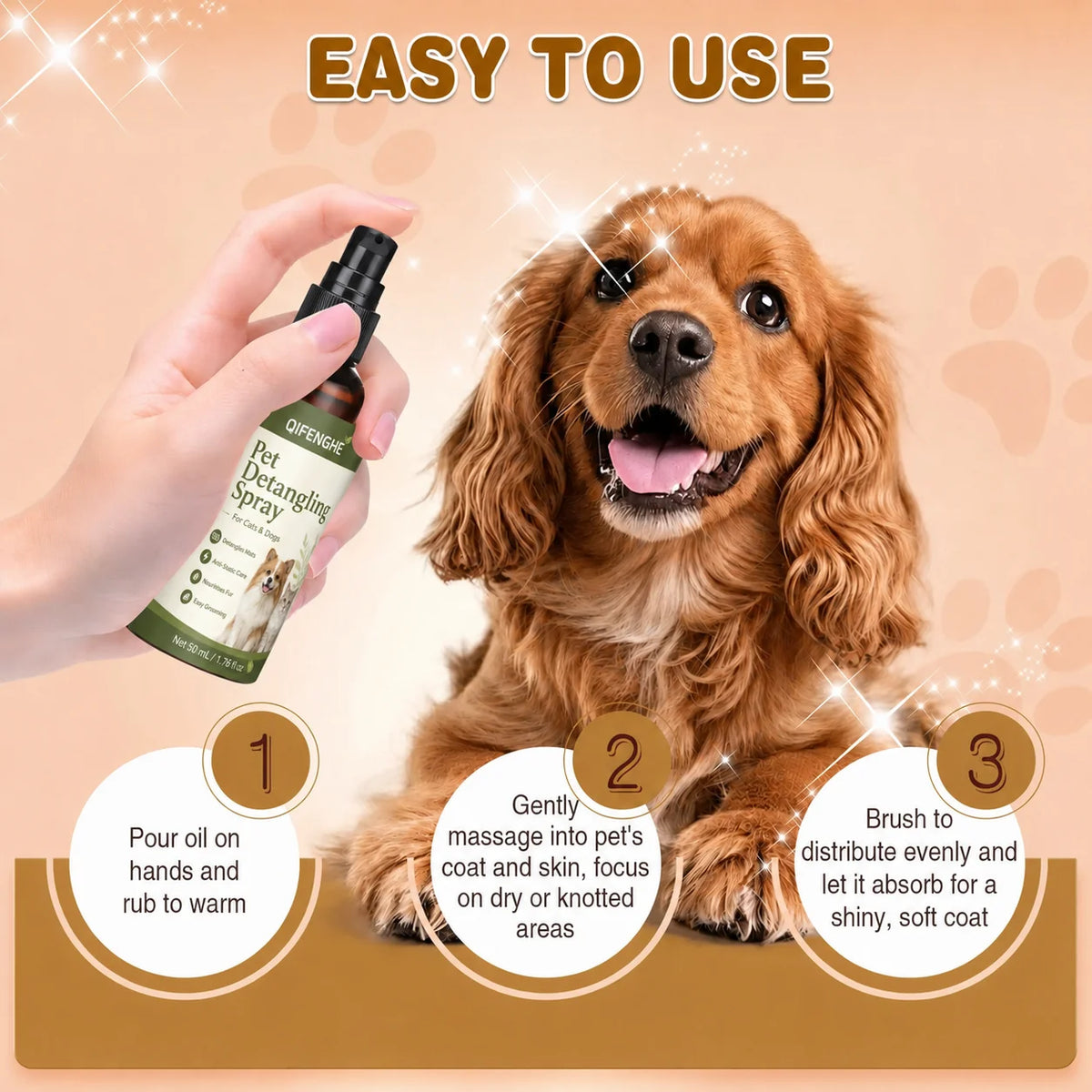 Pet Hair Detangler and Dematting Spray for Dogs Cats