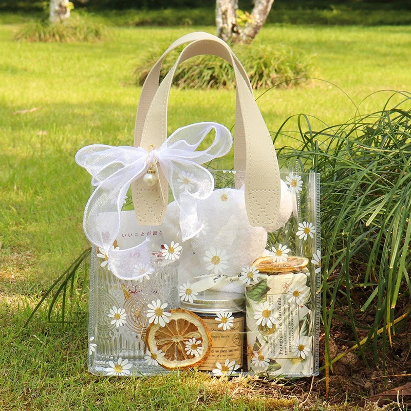1-20pcs Transparent Bag Candy Bags Daisy Printed Gift Package Bag Picnic Storage Bag Mother's Day Wedding Easter Sweets Bags