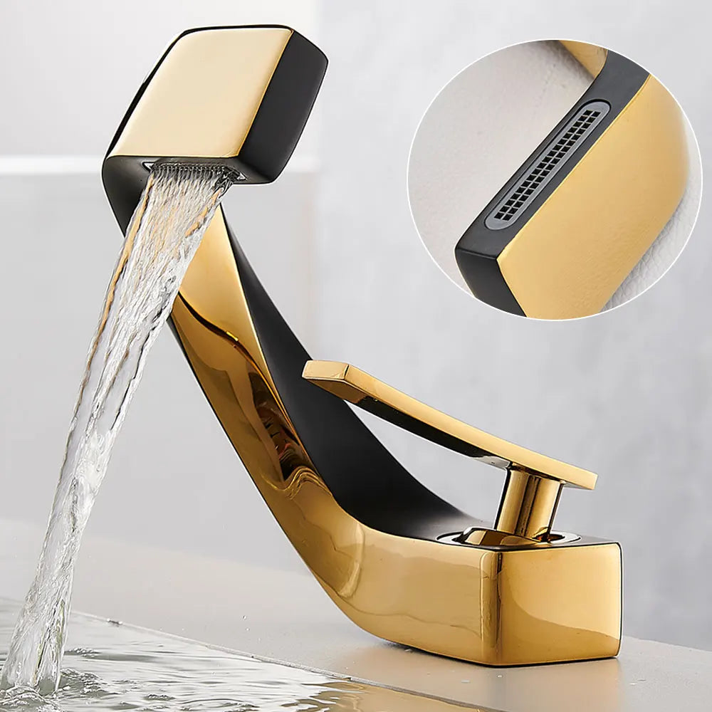 Bathroom Deck Mounted Basin Faucet Black Sink Tap Single