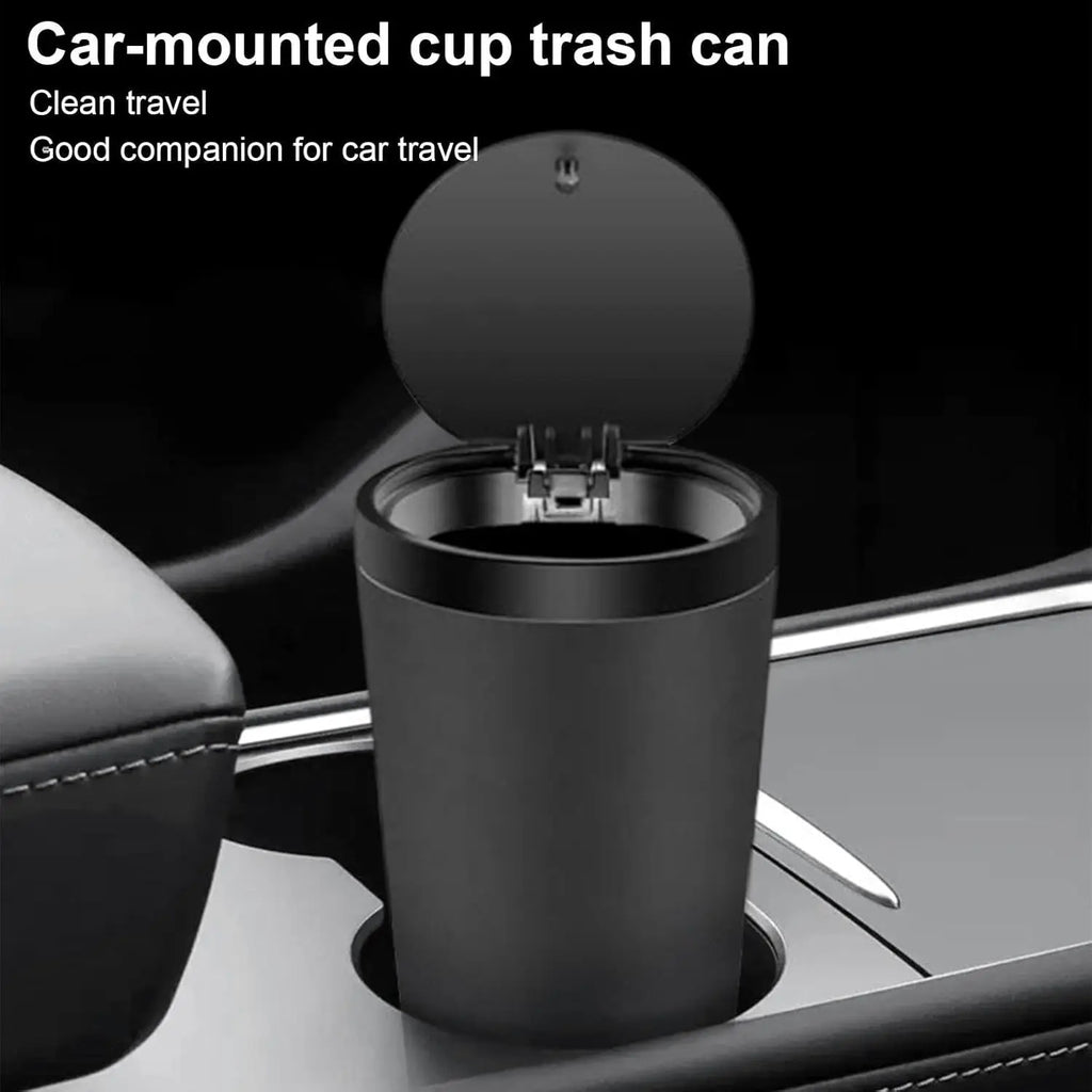 Mini Vehicle Trash Can with Lid, 800ml Portable Car Cup Holder, Portable Trash Can for Car, Kitchen, Office, Home, Black