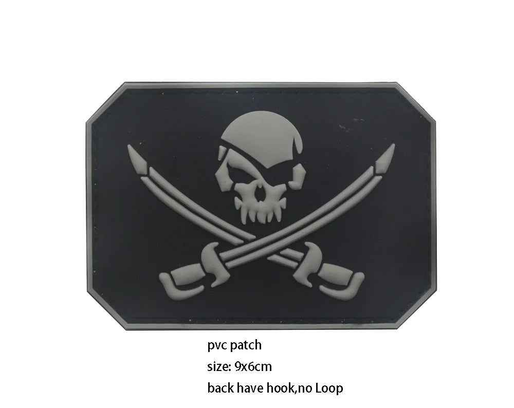 New Design Creative Pirate Captain Jack Soft PVC Armband Glow-in-the Dark Skull Tactical Morale Backpack Patches for Clothing