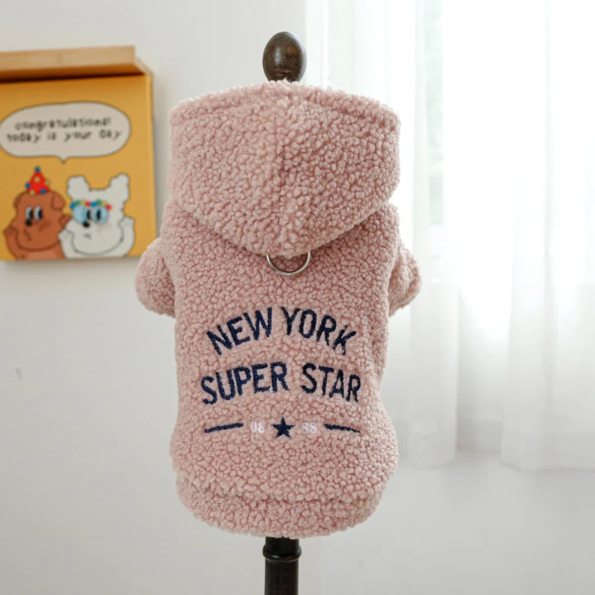Autumn and Winter Pet Lamb Fleece Hooded Jacket Puppy and Cat Clothes New Models Thick and Warm Letter Hoodie Pet Clothes