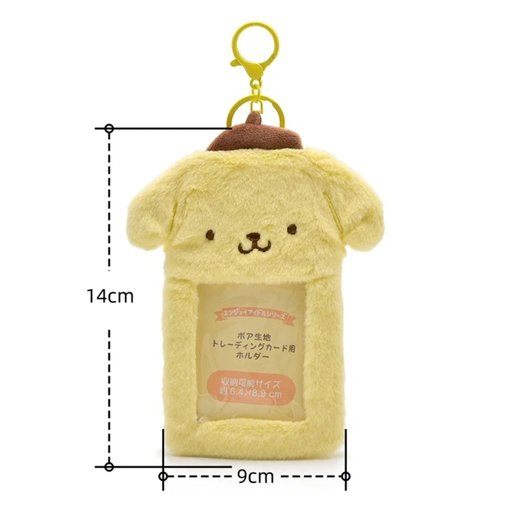 Hello Kitty Plush Card Case Keychain Kuromi Melody Card holder Kawaii Photo Card Display Sleeves Cute Bag Gifts