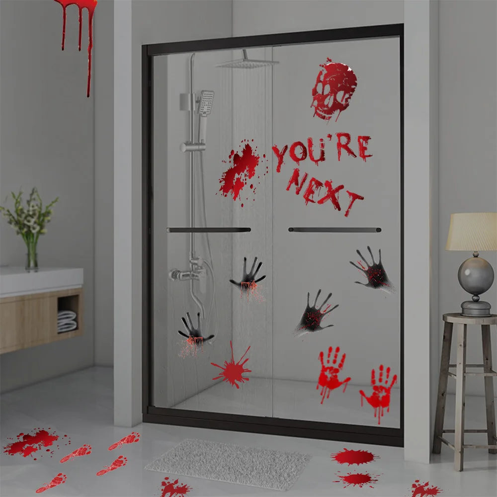 Bloody Handprint & Skull Halloween Stickers
