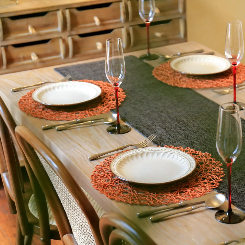 15'' Paper Braided Round Placemats Natural Non-Slip Heat Resistant Table Mats for Dining Tables Woven Indoor & Outdoor Placemats