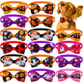 50pcs Halloween Small Dog Cat Bow Tie For Dogs Cats Bows Skull Styles Pet Dog Bowties Collar Holiday Grooming Items For Dogs