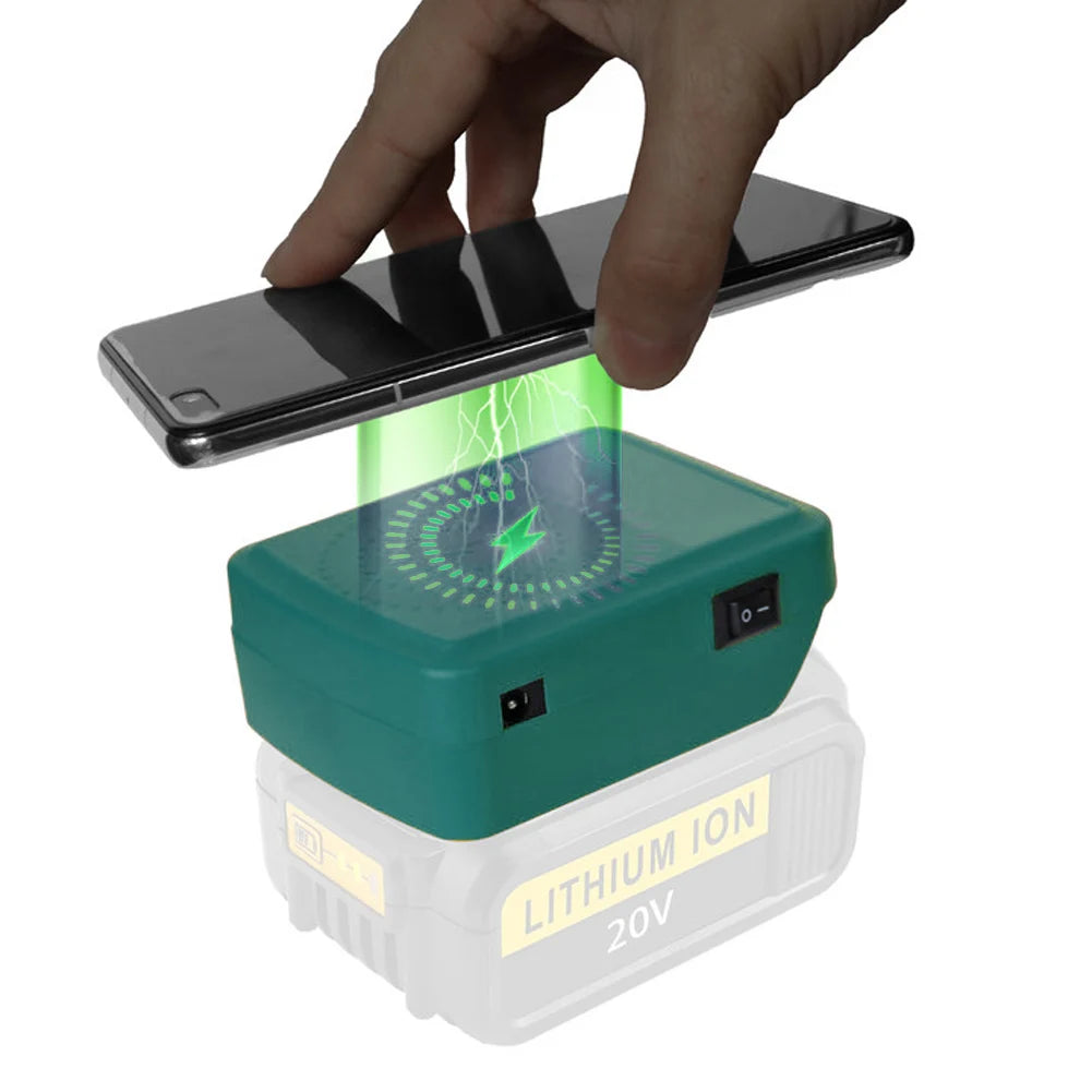 1-Pack Mobile Wireless Charger Adapter For Metabo 18V Li-ion Battery BS18LT, USB-QC 2.0/3.0 Type-C PD 2.0/3.0, 18W-20W