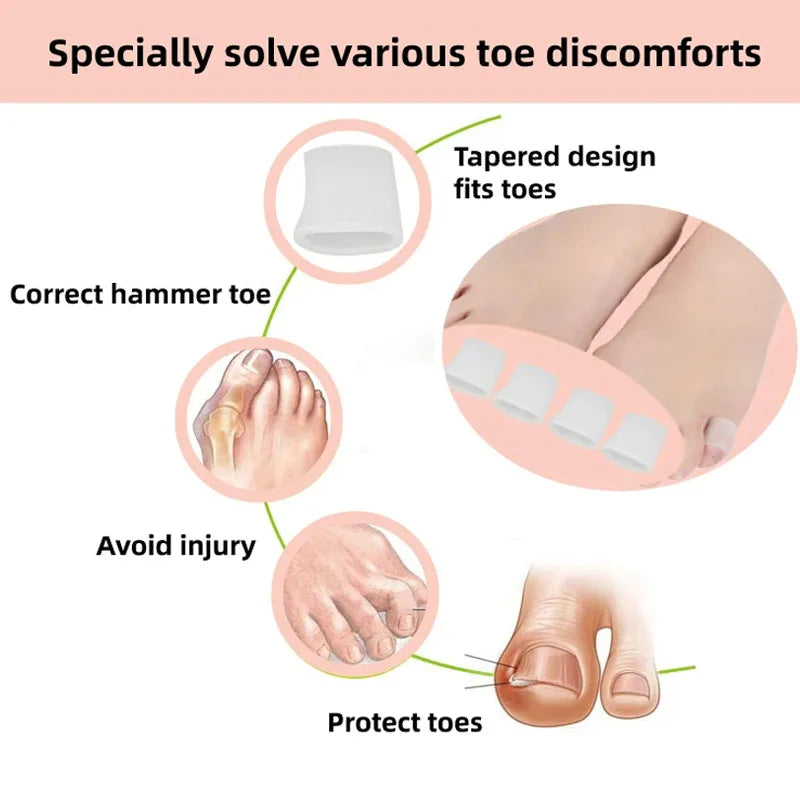 Small Toe Protectors Silicone Gel Sleeves for Bunion Corns Blisters Calluses Relief Anti Friction Cushion Pain Free Toe Caps
