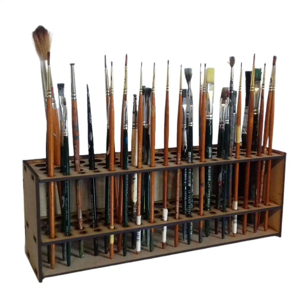 67Holes Wall Mount Premium Wooden Brush Holder Artist Desk Organizer Pencil Paint Brushes Display Storage Box Paint Brush Holder