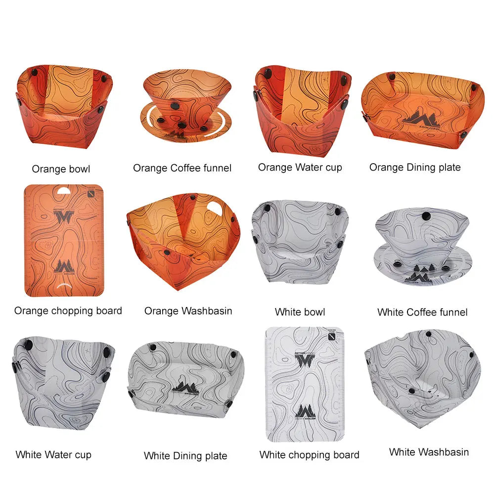 Outdoor Lightweight Folding Tableware Portable Bowl Dinner Plate Coffee Filter Funnel Water Cup Multi-purpose Camping Tableware