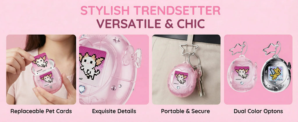 Cute Tamagotchi Airpods Pro 2 1 Case, Star Lanyard Silicone Earphone Storage Bag, Pink Transparent Aesthetic Desktop Ornament