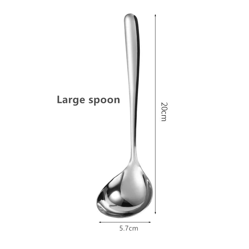 1pc Stainless Steel Thickening Spoon Creative Long Handle Durable Hotel Hot Pot Spoon Soup Ladle Home Kitchen Essential Tools