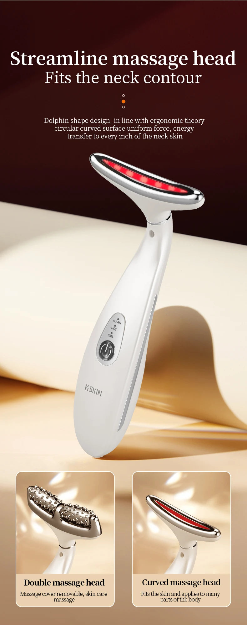 K-SKIN EMS Face Beauty Instrument Beauty Neck Massager Micro-Current Vibration Color light Senility Face Massager  Skin Care