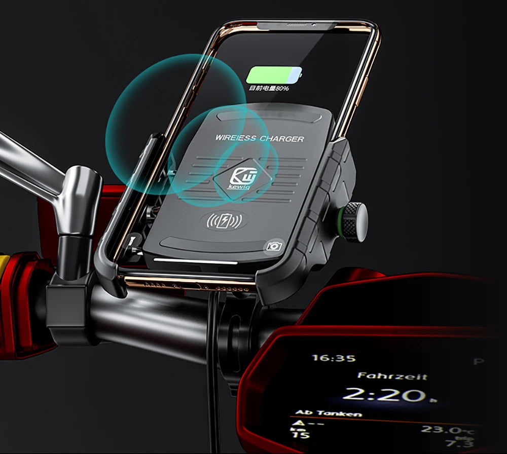 Motorcycle Phone Holder Wireless Charger Moto Motorbike Mirror Mobile Stand Support USB-C Fast Wireless Charging Cellphone Mount