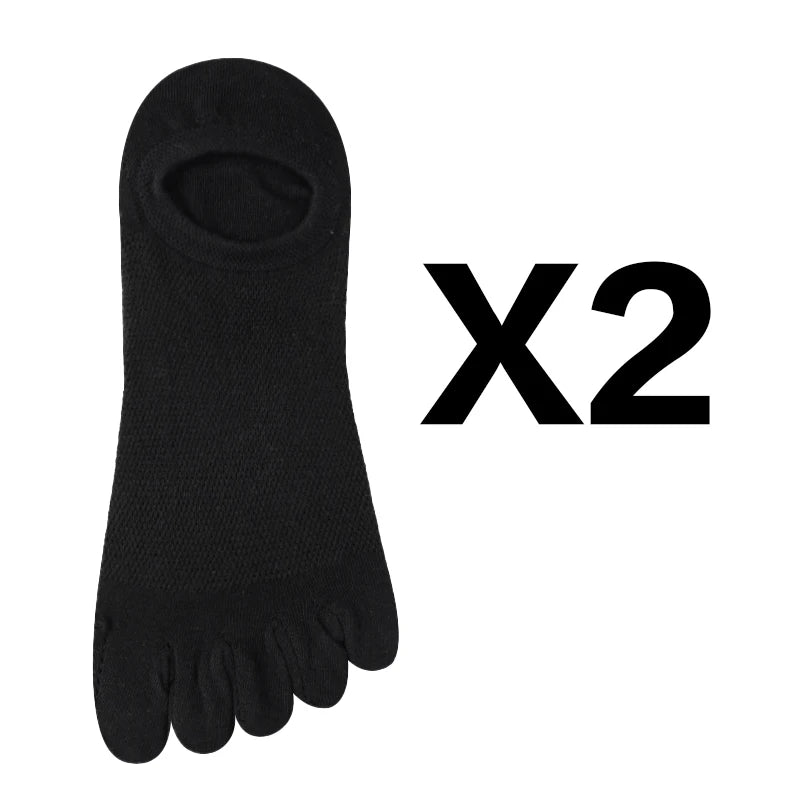 2 Pairs/Lot Men's Cotton Toe Crew Socks High Quality Breathable Sports Running Ankle Cotton Short Five Fingers Socks