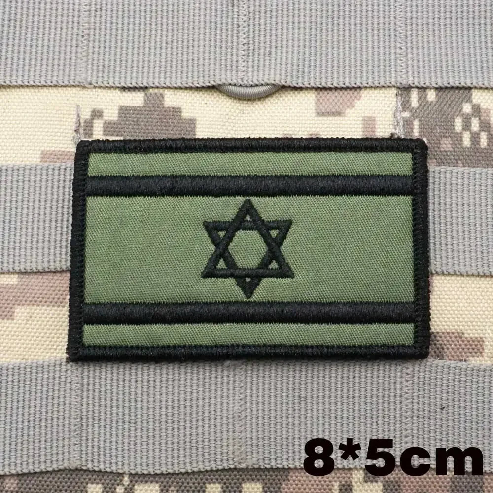Israel Flag Embroidery Patch Hook and Loop Mlrs Army Morale Badge Israeli Language Outdoor Equipment Tactical Backpack Sticker