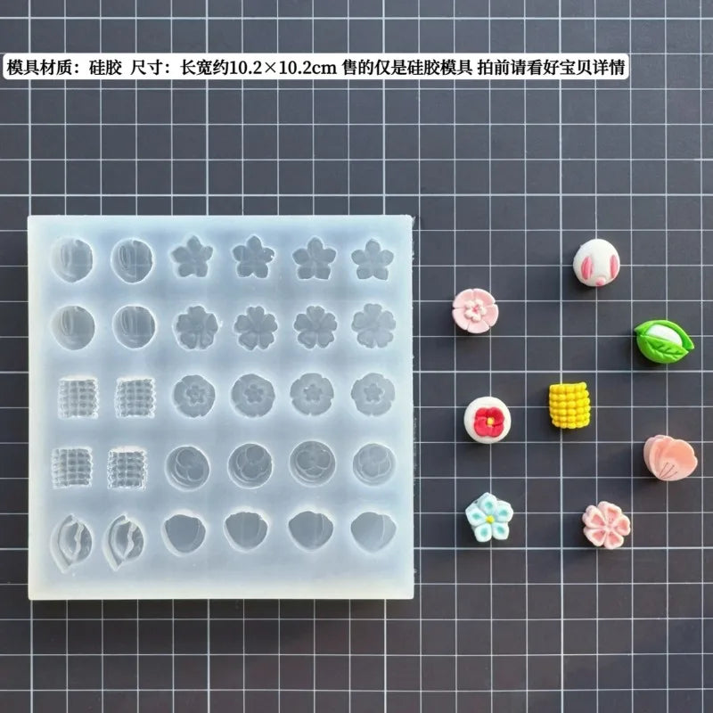Miniature Food Toy Simulation Bread Silicone Mold DIY Dollhouse Croissant/waffle/baguette/wagashi Quick Modeling Clay Mold