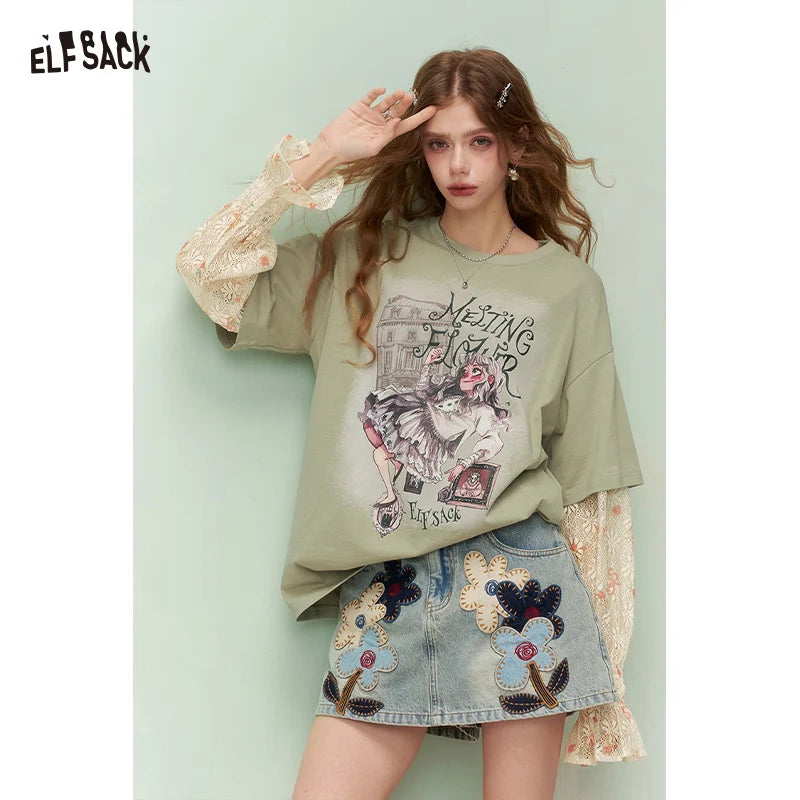 ELFSACK Fake Two Piece T Shirt