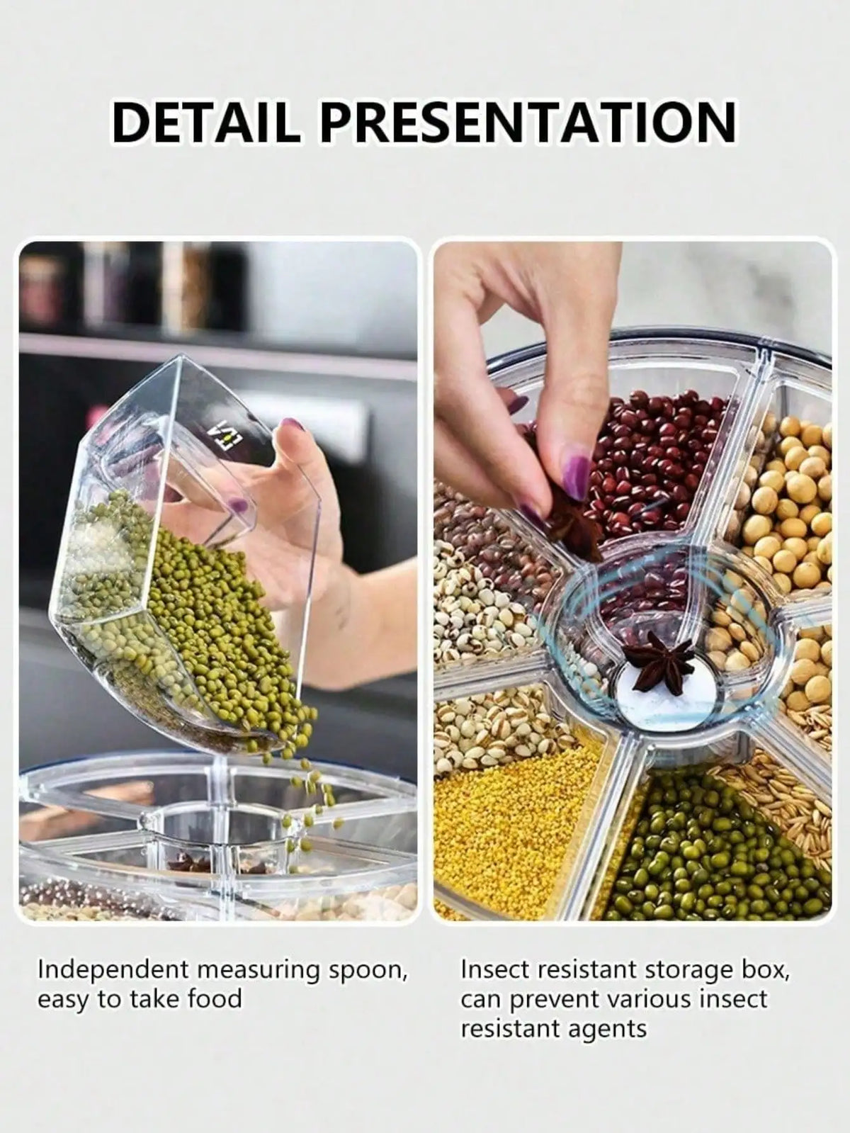 6-Grid Rotating Rice Dispenser, Airtight