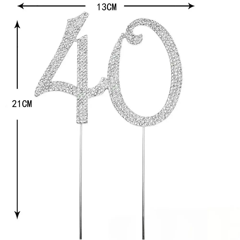 25 Cake Topper Sparkly Crystal Rhinestones Cake Topper Cake Decoration for 25th Birthday Party or or 25th Wedding Anniversary