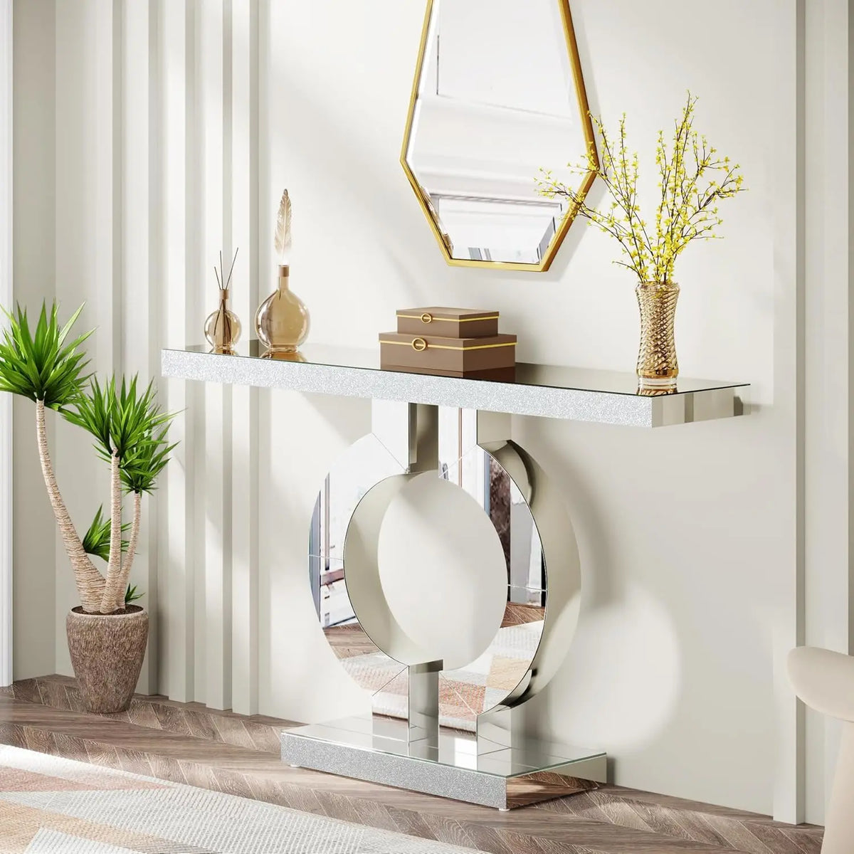 Tribesigns 43.3-Inch (110cm)Mirrored Console Table