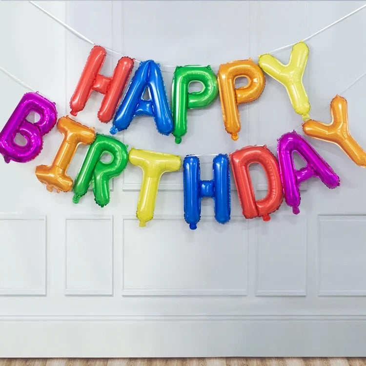 ATG 13pcs Rose Gold Birthday Balloon  Foil Letter Balloons Set Happy Birthday Decoration Caramel Color Globos Kids Party Supplie