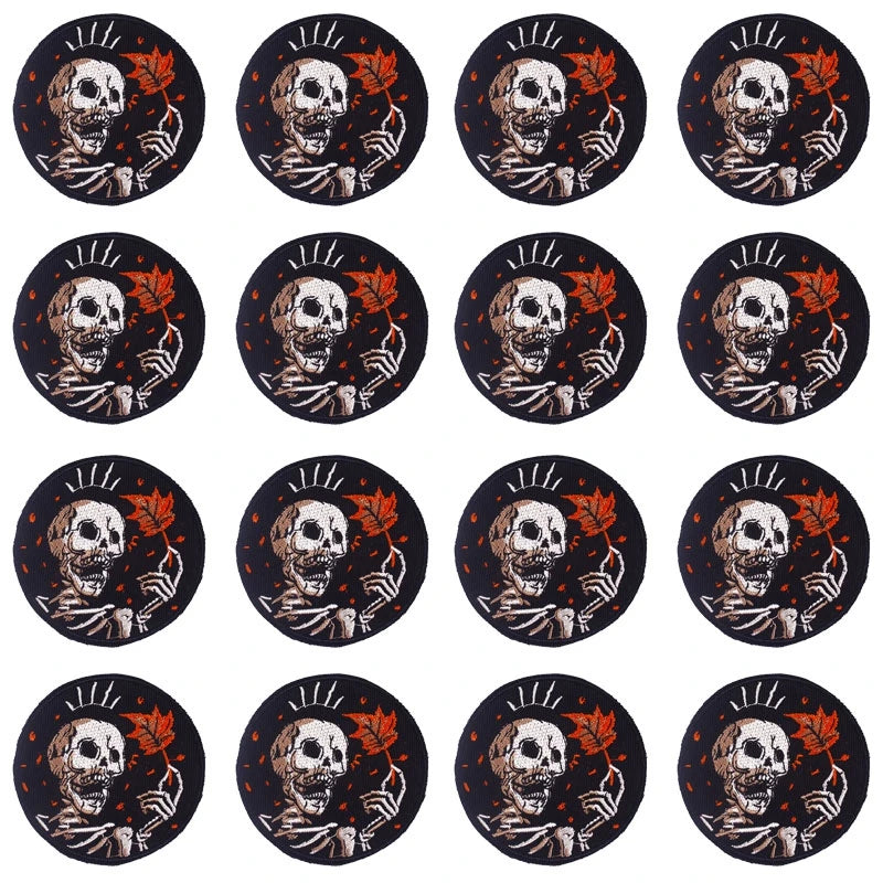 Prajna Wholesale 10PCS Punk Skull Patch For Clothing Skeleton Patches On Clothes DIY Fusible Patch Applqiues Embroidered Pacthes