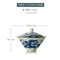 Jingdezhen-Ceramic Tea Cup with Bamboo Hat, Traditional Handmade Tea Ware, Single Bowl, Kung Fu Tea with Lid, Sancai Gaiwan