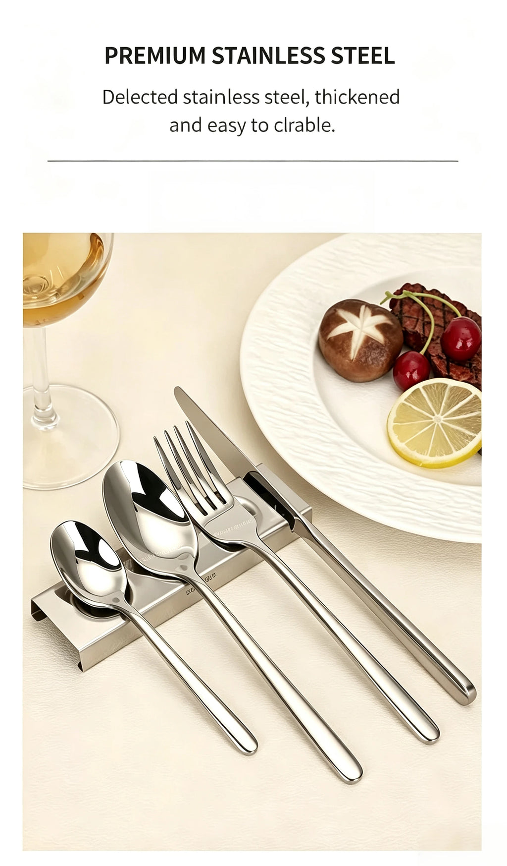 Flatware Cutlery Utensil Set Premium Stainless Steel,  for Kitchen, Home, Wedding, Party, Mirror Polished and Dishwasher Safe