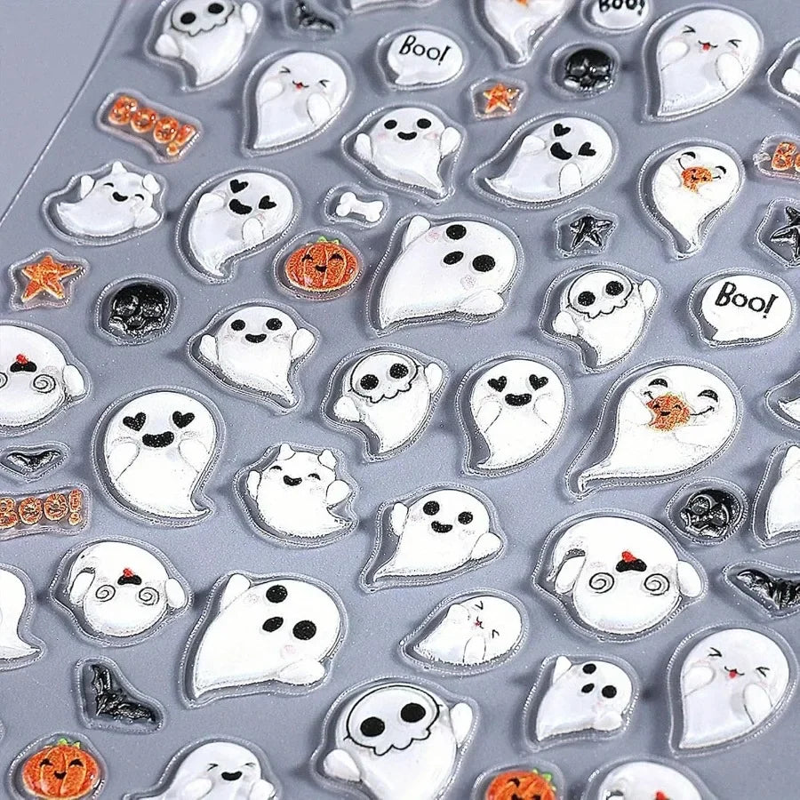 Halloween Spooky Nail Stickers Embossed Ghost Selfadhesive 5d Nail