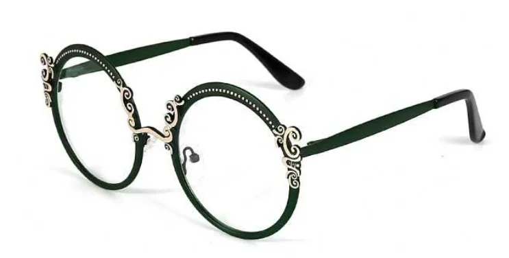 Gold Clear Carving Round Reading Glasses Women Unique Vintage Prescription Eyeglasses Metal Frame Blue Light Blocking Glasses