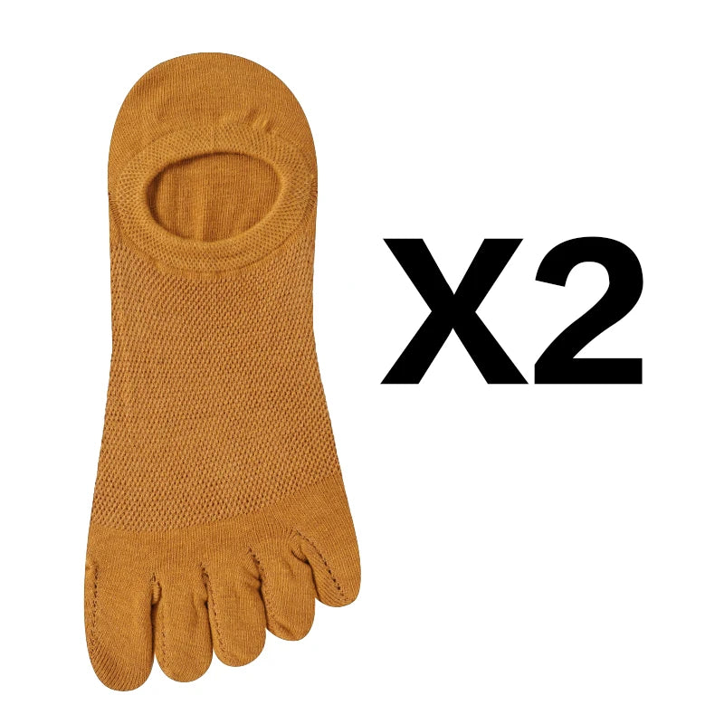 2 Pairs/Lot Men's Cotton Toe Crew Socks High Quality Breathable Sports Running Ankle Cotton Short Five Fingers Socks