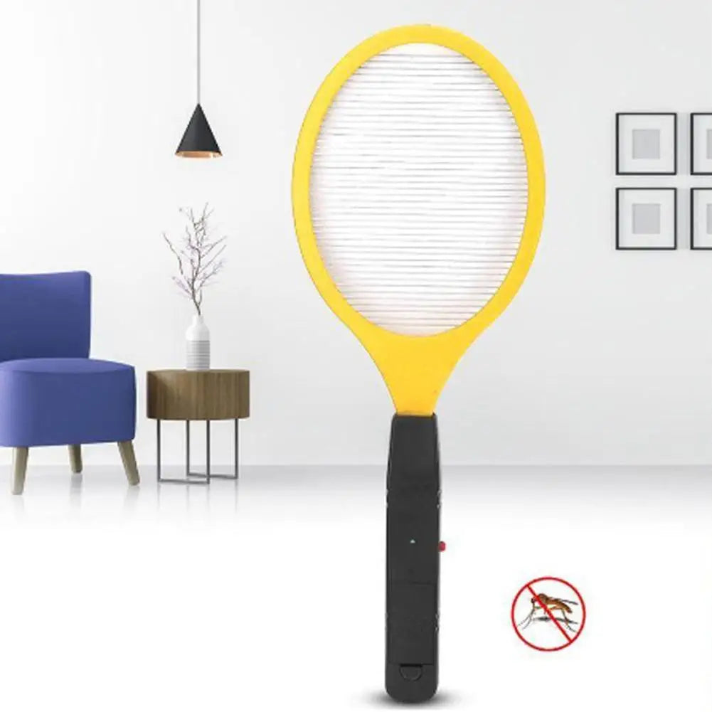 1pc Yellow Electric Mosquito Swatter Steel Mesh Stripes 1500-2000V High Voltage Powerful Shoc Kitchen Home Camping